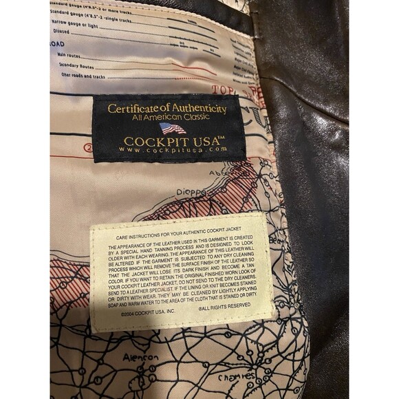 COCKPIT USA NAVY G-1 LEATHER JACKET BROWN MADE IN USA SIZE 3XL - Picture 10 of 11